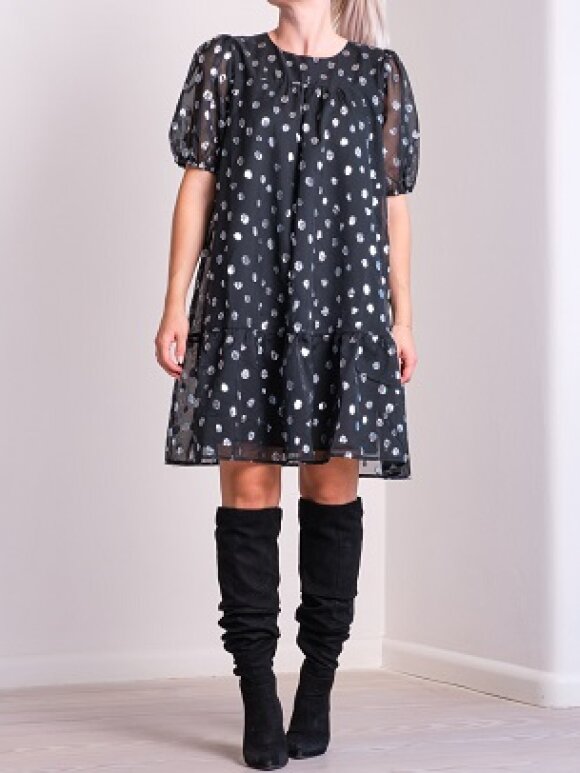 Neo Noir - Isolde Silver Dot Dress Black