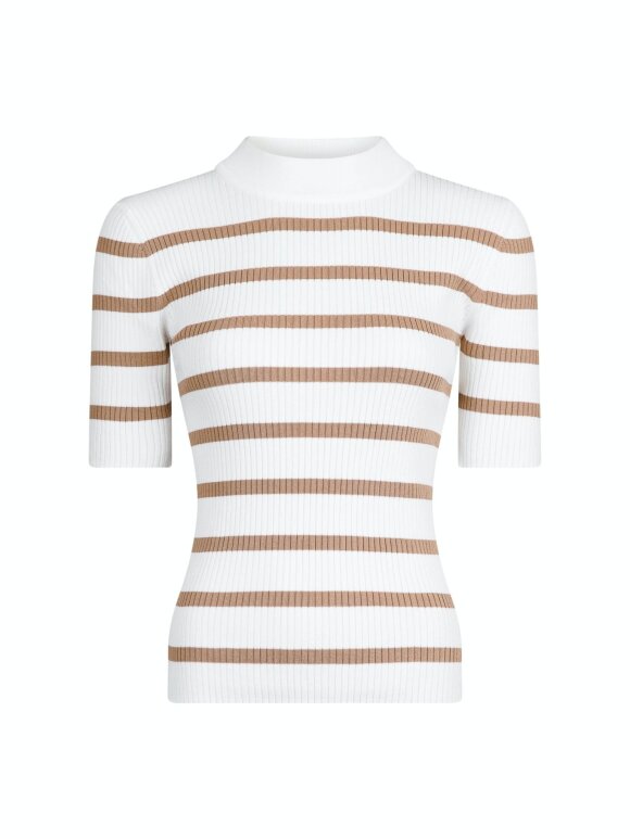 Neo Noir - Malloy stripe knit tee camel