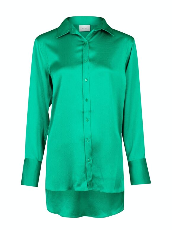 Neo Noir - Margit crepe satin shirt green