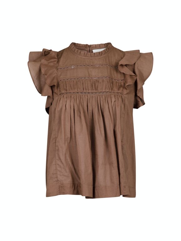 Neo Noir - Grete S voile top dusty brown
