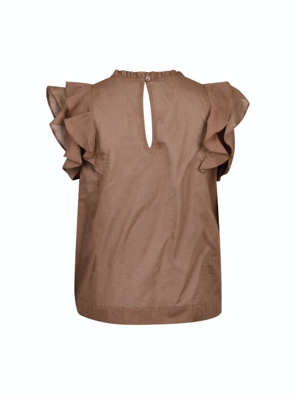 Neo Noir - Grete S voile top dusty brown