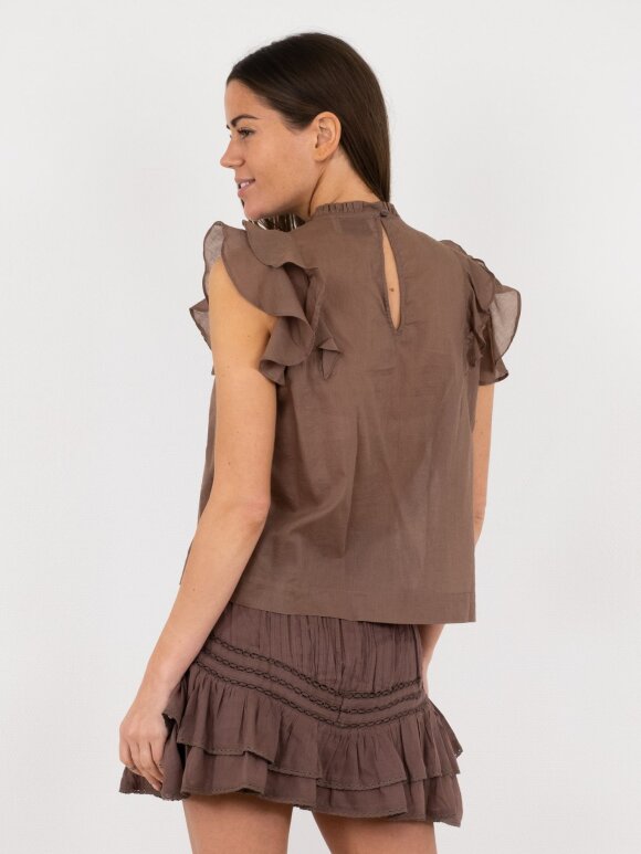 Neo Noir - Grete S voile top dusty brown
