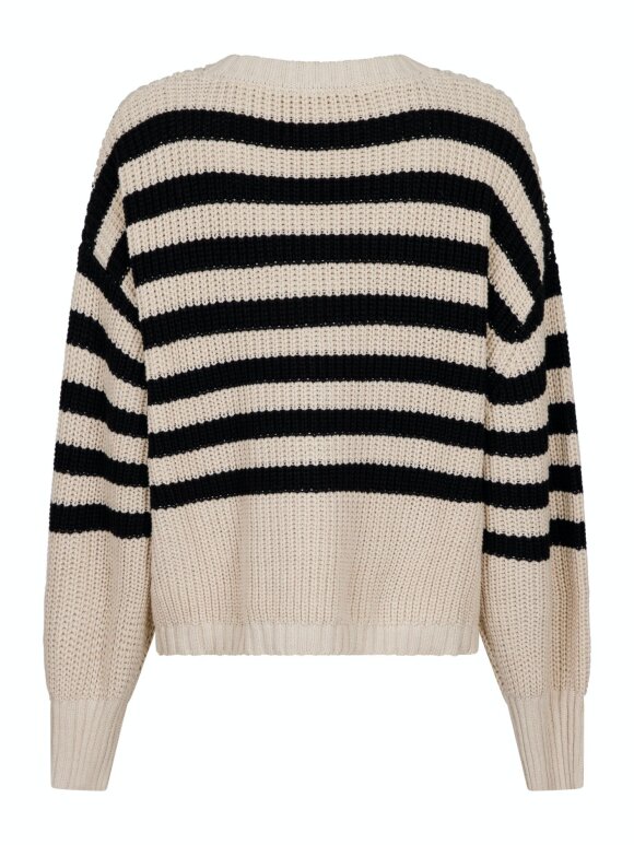Neo Noir - Dakota Stripe knit Blouse blac