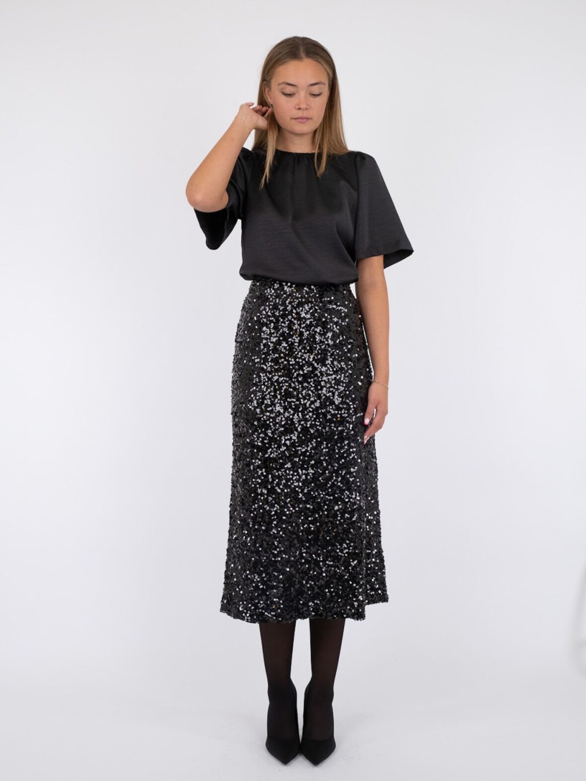 Nørrebro - - Nederdele - Neo Noir - Baira fall Sequins skirt black