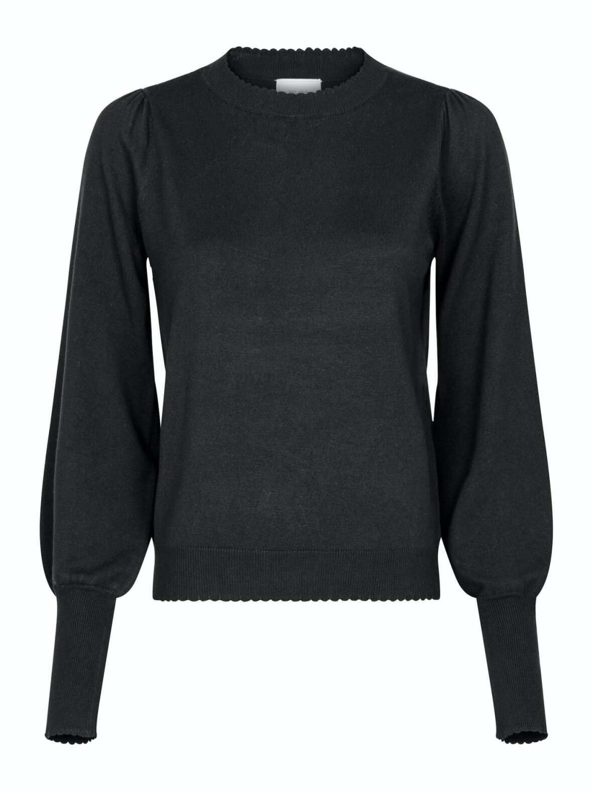 Ruffles Neck Dress, Scallop Noir