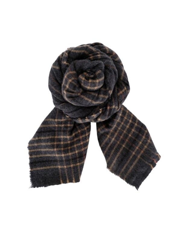 Black Colour - BCTexas Chequered scarf Grey
