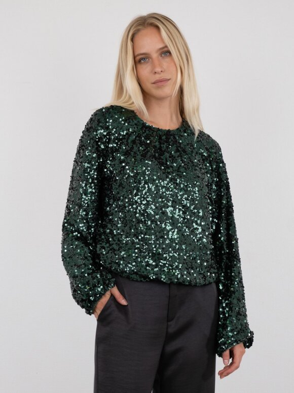 Neo Noir - Iris Fall Sequins Blouse green