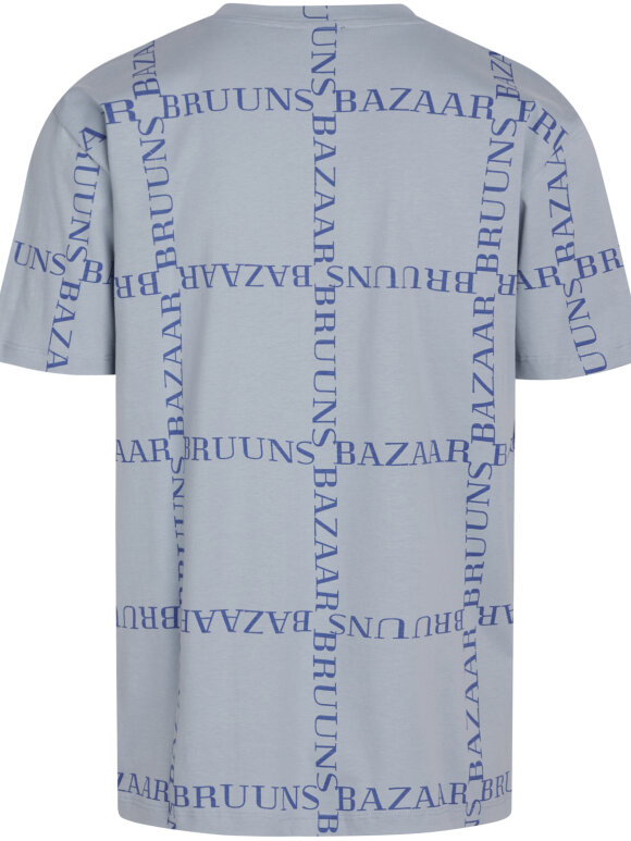 Bruuns Bazaar - Gus Check logo tee Ash Blue