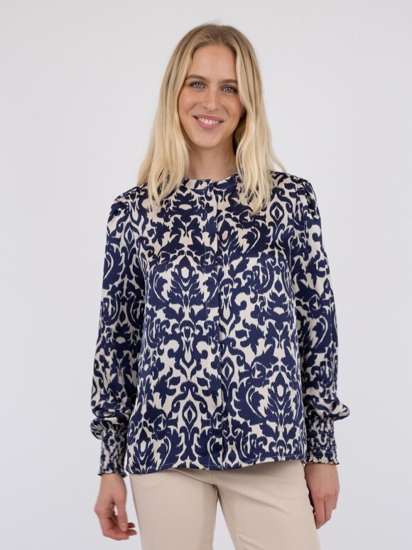 Neo Noir - Kala Flower blur Blouse Navy