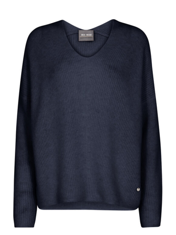 Mos Mosh - MMThora V-Neck Knit Salute Nav