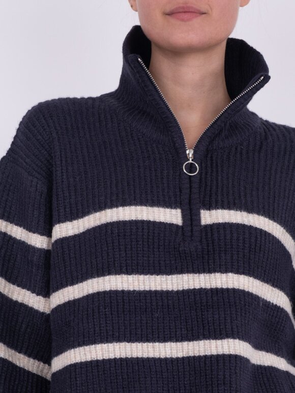 Neo Noir - Nevena Stripe Knit Blouse N/S
