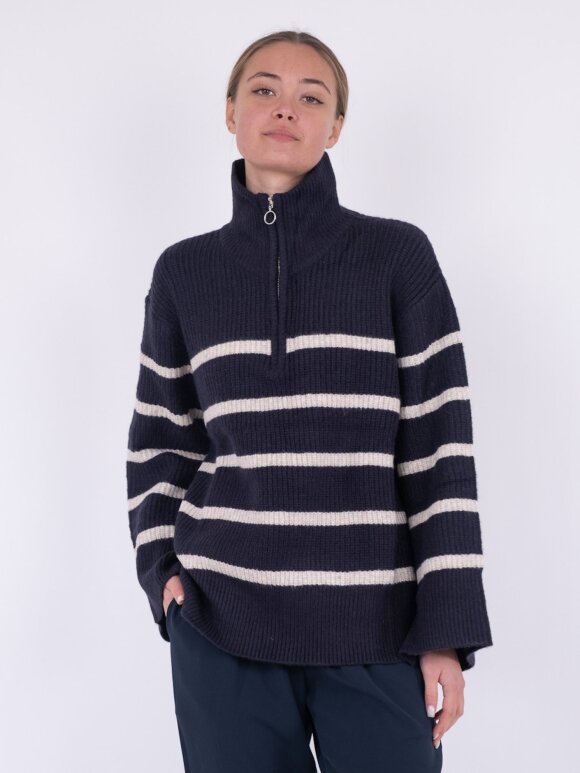 Neo Noir - Nevena Stripe Knit Blouse N/S