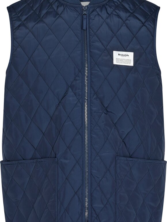 Resteröds - Quilted zip vest Navy