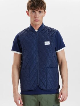 Resteröds - Quilted zip vest Navy