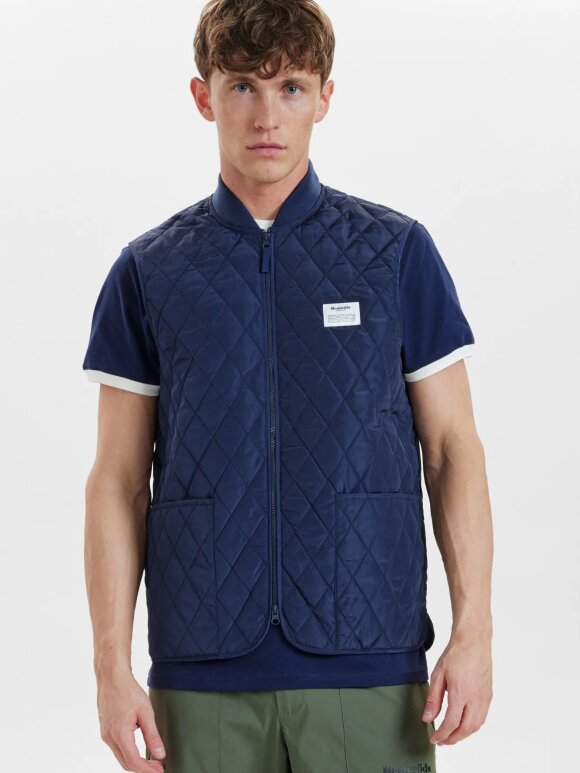 Resteröds - Quilted zip vest Navy