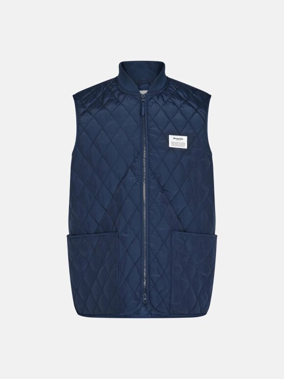 Resteröds - Quilted zip vest Navy