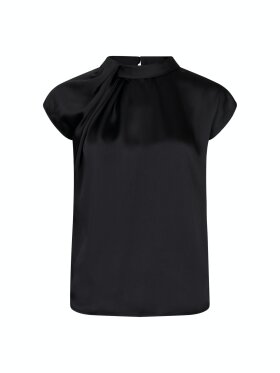 Neo Noir - Fleur Drapy Satin Blouse Black