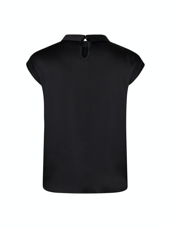 Neo Noir - Fleur Drapy Satin Blouse Black