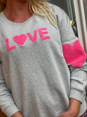 Lulus Love - Sweat Love Grey/Neon pink
