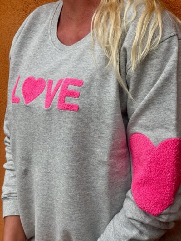 Lulus Love - Sweat Love Grey/Neon pink