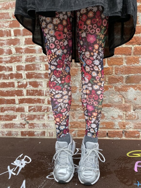 Black Colour - Fiona blossom mesh leggins