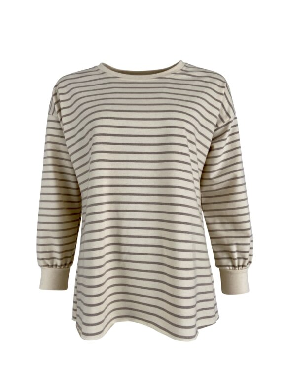 Black Colour - Jamie Striped sweatshirt Beige