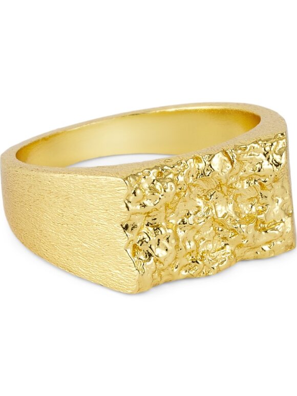 Pure By Nat - Aflang signet ring G/B 18 mm