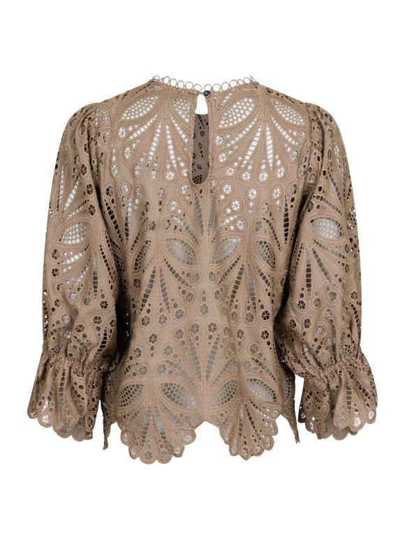 Neo Noir - Adela Embroidery Blouse Taupe