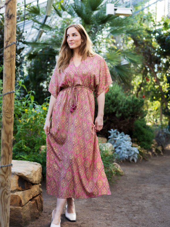 Black Colour - BCluna Long V.neck dress pink