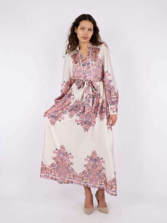 Neo Noir - Nova Paisley Border Dress pink