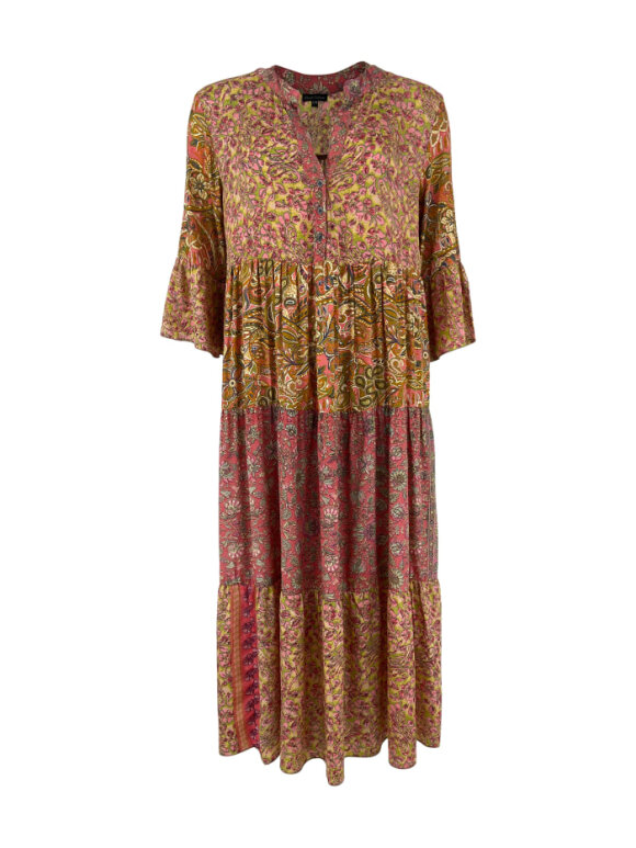 Black Colour - Luna boho dress Coral mix