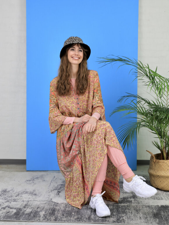 Black Colour - Luna boho dress Coral mix