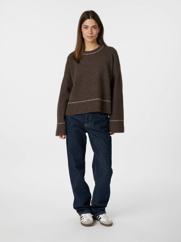 Neo Noir - Roeme Knit Stitch Blouse Brown