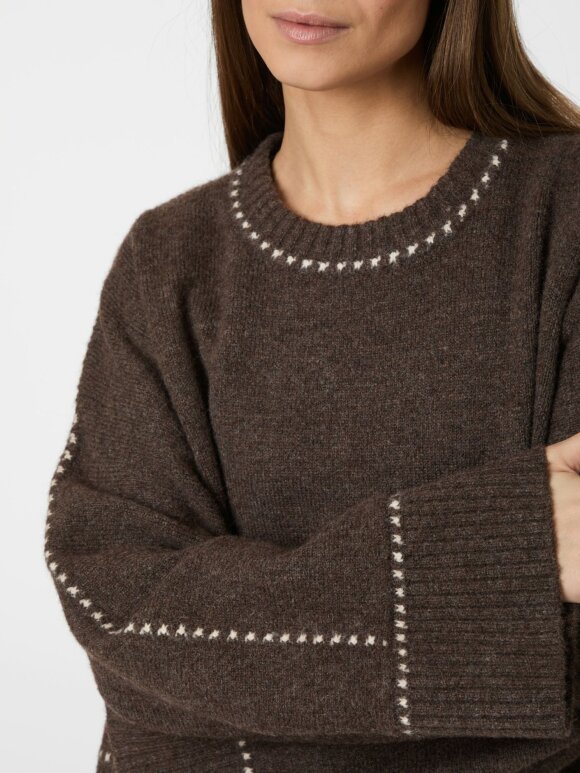 Neo Noir - Roeme Knit Stitch Blouse Brown