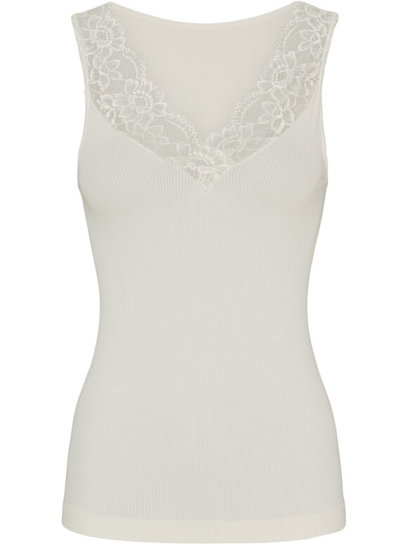 tim&simonsen - Belen rib v-lace Top Ivory