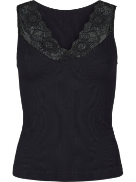 tim&simonsen - Belen rib v-lace Top Nero