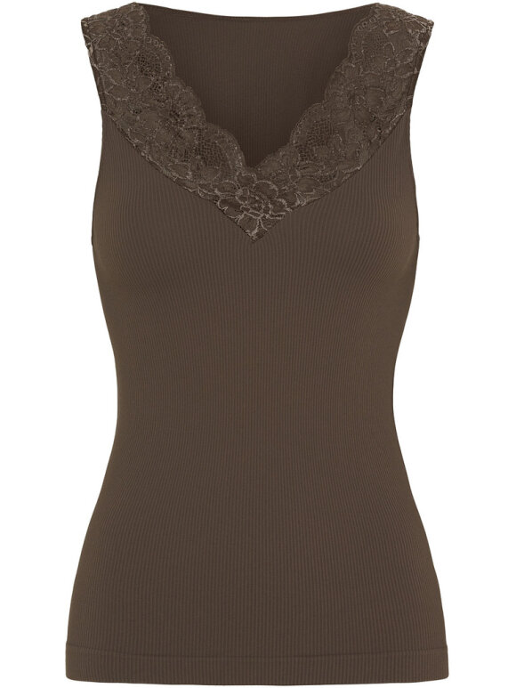 tim&simonsen - Belen rib v-lace Top Noce