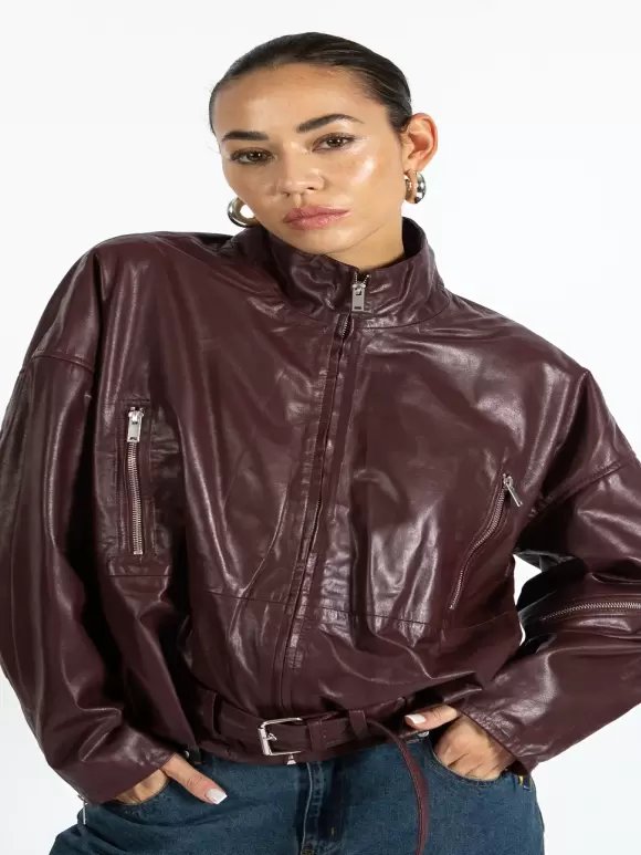 Coster Copenhagen - Leather bomber Jacket Bordeaux