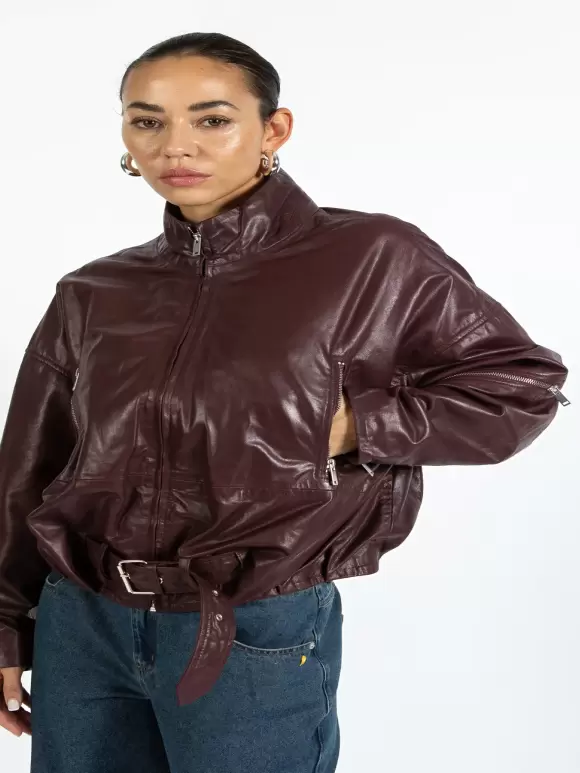 Coster Copenhagen - Leather bomber Jacket Bordeaux
