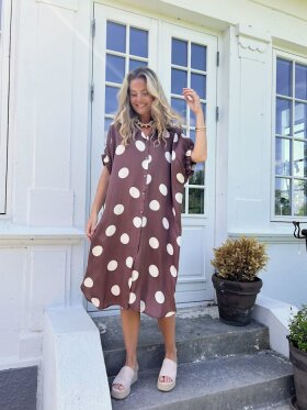Black Colour - BCMabel satin Dress Mocca Dot