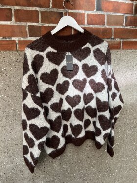 Qnuz - Strik blouse med hjerter Marro