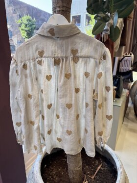 Qnuz - Shirt w. Embrodery Hearts Taup