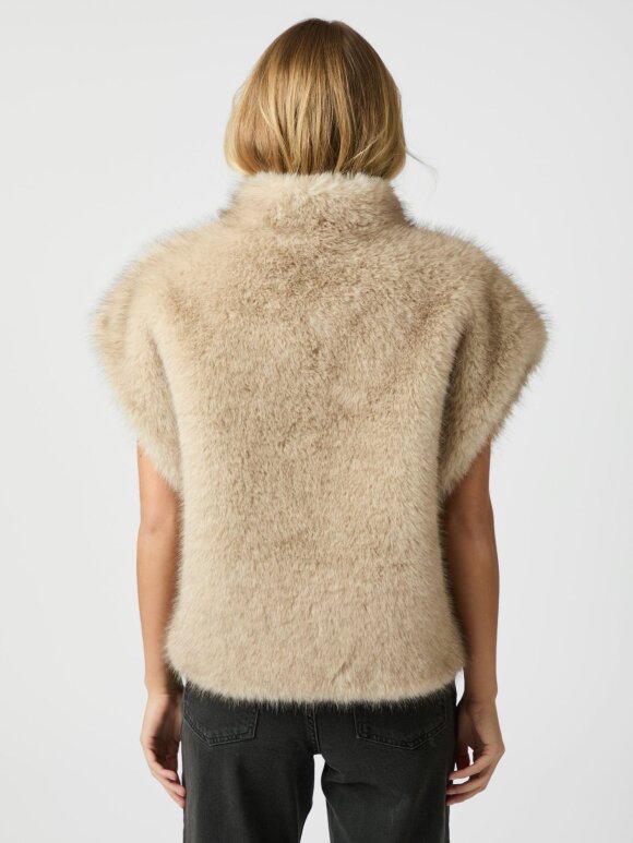 Neo Noir - Kevini Faux Fur Vest Beige