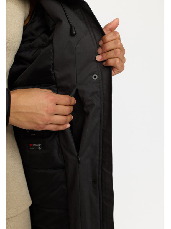 Selfhood Dame - Long Hooded Parka Black