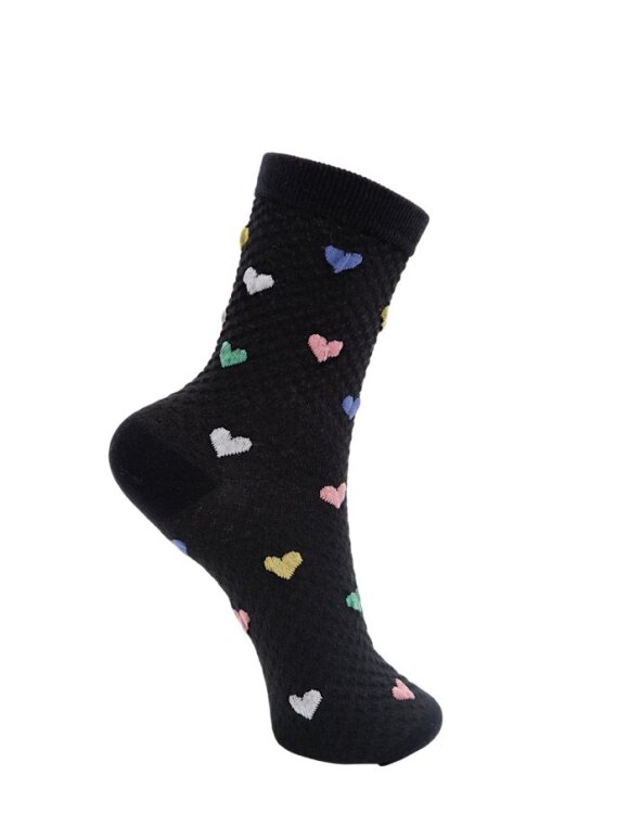 Black Colour - BCFinja Heart Sock Black