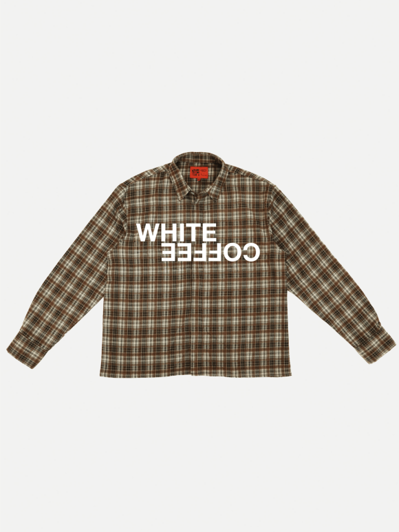WHITE COFFEE - Logo Flannel Shirt Brown