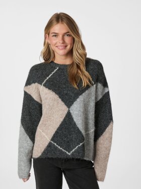 Neo Noir - Inga Check Fluff Knit Blouse