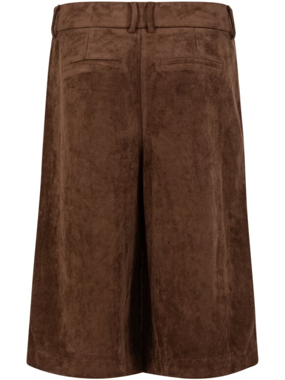 Coster Copenhagen - Faux Suede Shorts Dark Brown