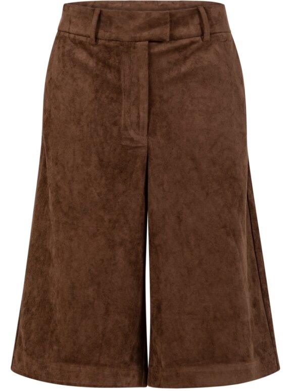 Coster Copenhagen - Faux Suede Shorts Dark Brown