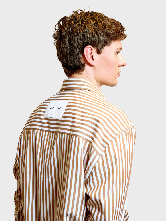 LAU--LAU - LAU SHIRT STRIPED BROWN